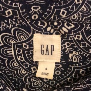 Navy and white paisley long sleeved romper.